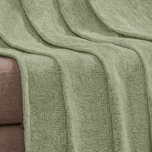 Premium|Soft|Chenille|Throw|for|Sofa|Bed|&|Couch-Apple|Green