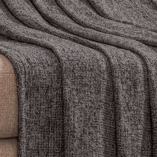 Premium|Soft|Chenille|Throw|for|Sofa|Bed|&|Couch-Grey