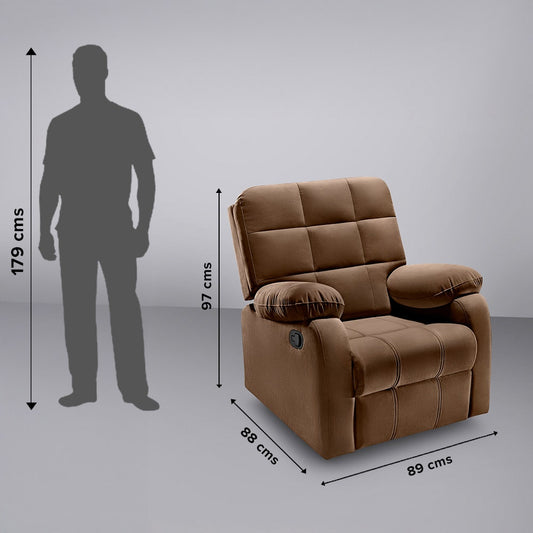 Recliner|R5|Fabric|Mocha|Brown|One|Seater