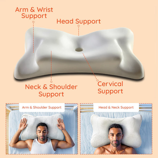 Yawn|Winged|3D|Support|Butterfly|Memory|Foam|Pillow|26|15|Inch|White