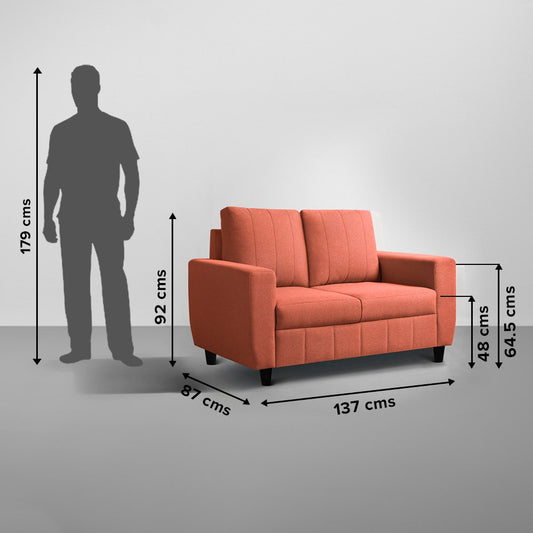 Sofa|Bae|2+1+1|Seater|Sofa|Set|Fabric|Ember|Orange