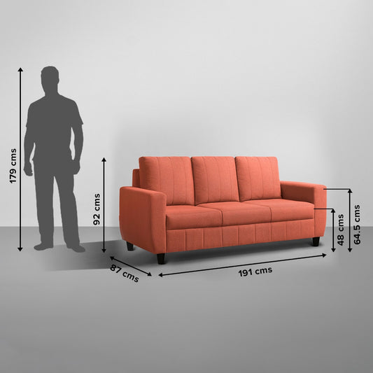 Sofa|Bae|3+1+1|Seater|Sofa|Set|Fabric|Ember|Orange