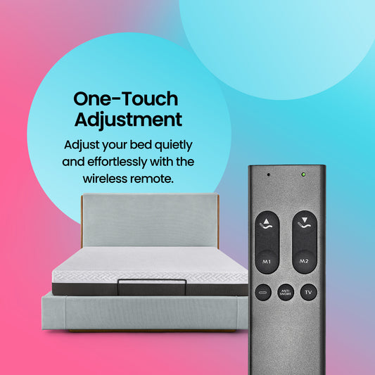 Boba Move - Adjustable Bed Elise Upholstered Bed King Size (Grey) + Sense Mattress 8" (20.3 cm)