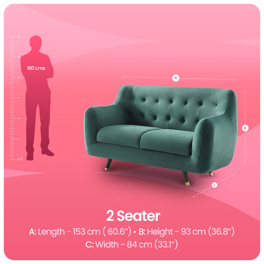 Sofa|Bubbles|2|Seater|Sofa|Fabric|Teal|Blue