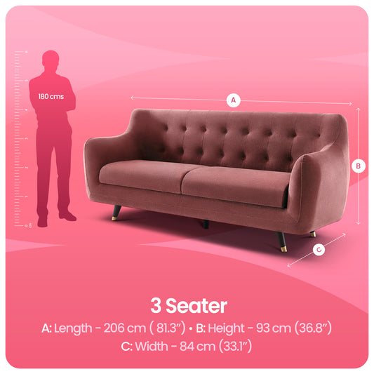 Sofa|Bubbles|3|Seater|Sofa|Fabric|Canyon|Rose