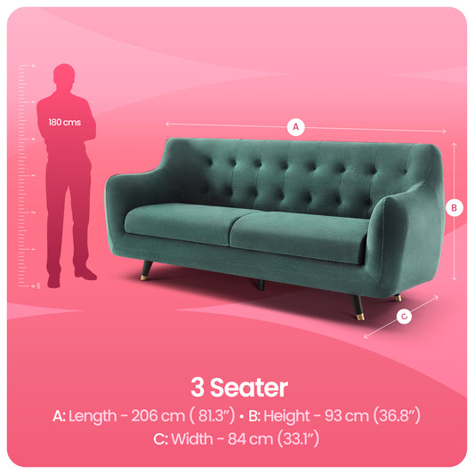 Sofa|Bubbles|3|Seater|Sofa|Fabric|Teal|Blue