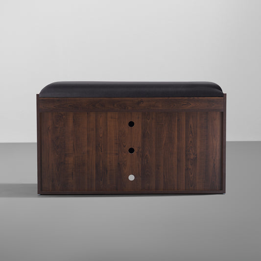 Footsie|Horizontal|Shoe|Rack|with|Cushion|Seat|2|Door|15|Pair|Dark|Walnut