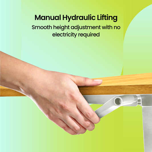 Lyft - Height Adjustable Table (White Base and Oak Top)