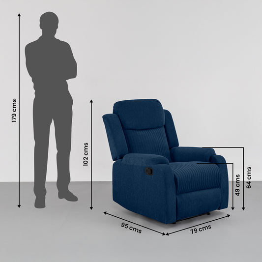 Recliner|R6|Single|Seater|Fabric|Recliner|Berry|Blue