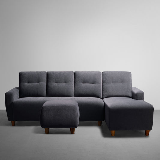 Sofa|Yolo|3|Seater|RHS|L|Shape|Sofa|Set|with|Ottoman|Fabric|Sesame|Grey