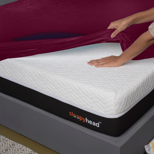 Bamboo|Feel|Terry|Fabric|Waterproof|Mattress|Protector|72|36|inches|Single|Size|Beetroot