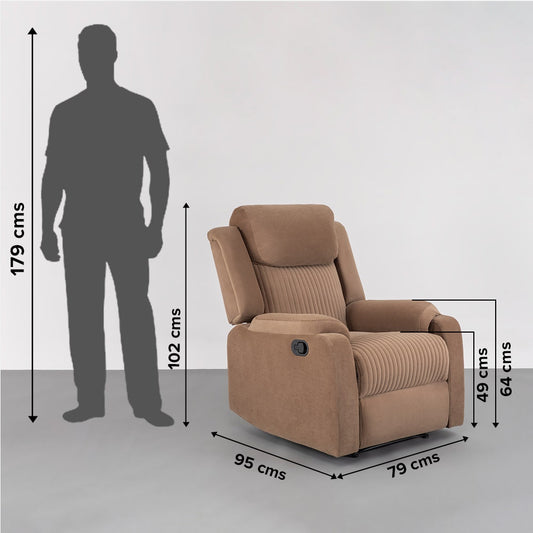 Recliner|R6|Single|Seater|Suede|Fabric|Recliner|Mocha|Brown