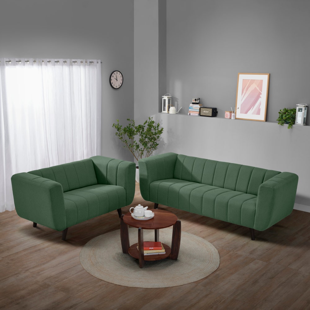 Sofa|Kiki|3+2|Seater|Sofa|Set|Fabric|Sapling|Green