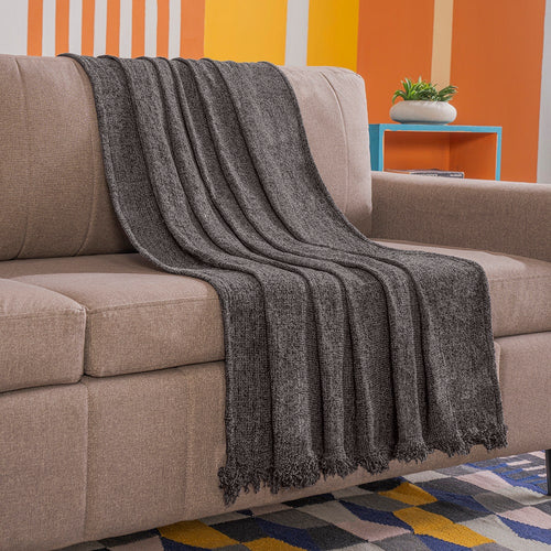 Premium|Soft|Chenille|Throw|for|Sofa|Bed|&|Couch-Grey