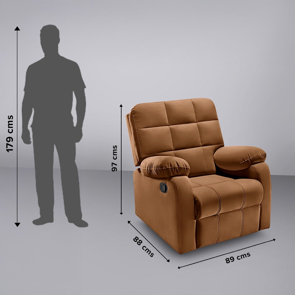 Recliner|R5|Fabric|Cocoa|Brown|One|Seater