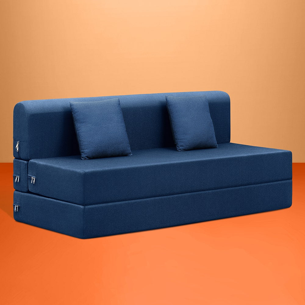 Napster|Sofa|Cum|Bed|3|seater|Fabric|Indigo|Blue