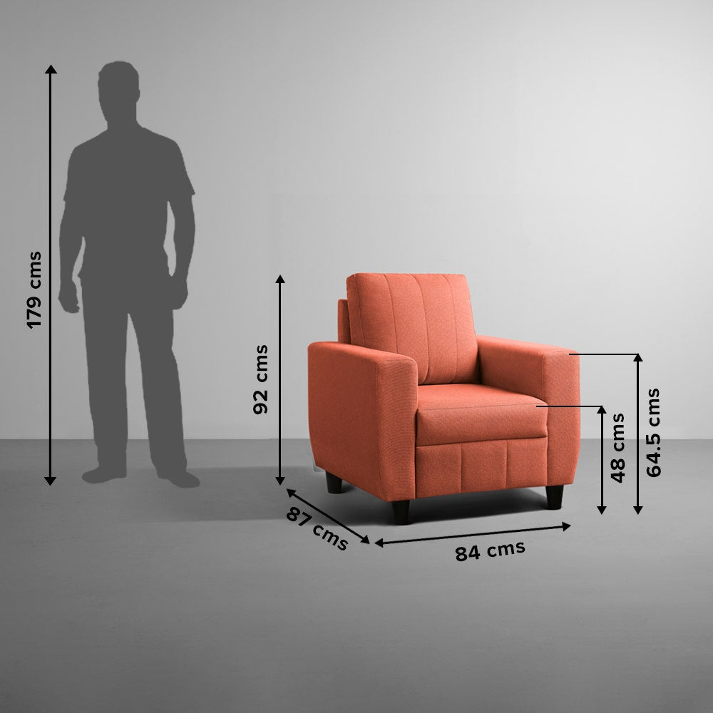 Sofa|Bae|2+1+1|Seater|Sofa|Set|Fabric|Ember|Orange