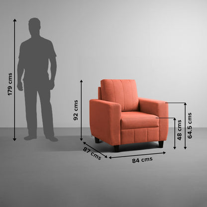 Sofa|Bae|2+1+1|Seater|Sofa|Set|Fabric|Ember|Orange