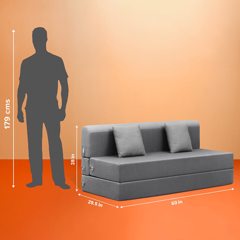 Napster|Sofa|Cum|Bed|3|seater|Fabric|Graphite|Grey