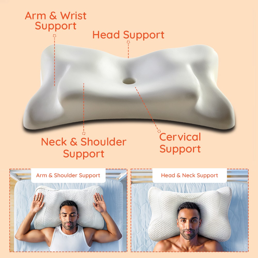 Yawn|Winged|3D|Support|Butterfly|Memory|Foam|Pillow|26|15|Inch|White