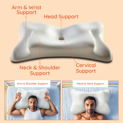 Yawn|Winged|3D|Support|Butterfly|Memory|Foam|Pillow|26|15|Inch|White