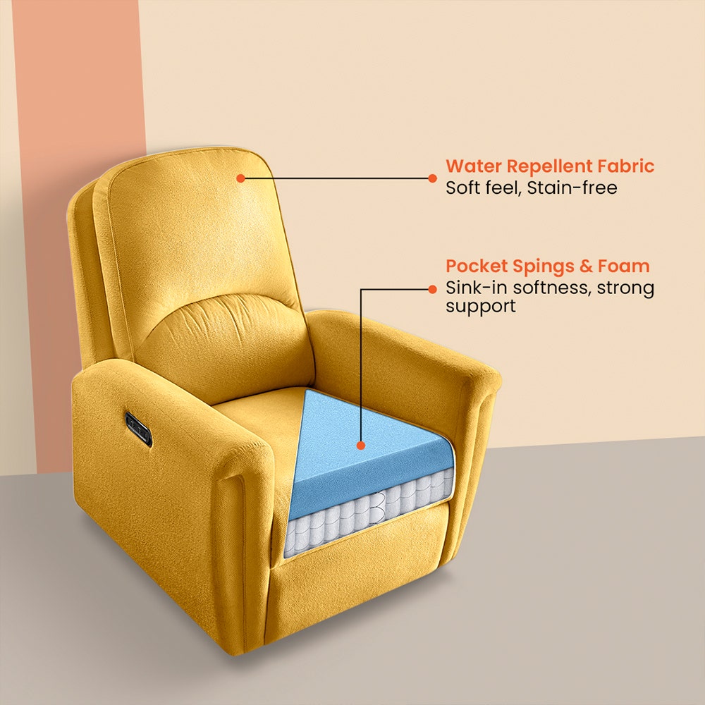 Recliner|R8|Fabric|Arrowwood|Yellow|1|Seater