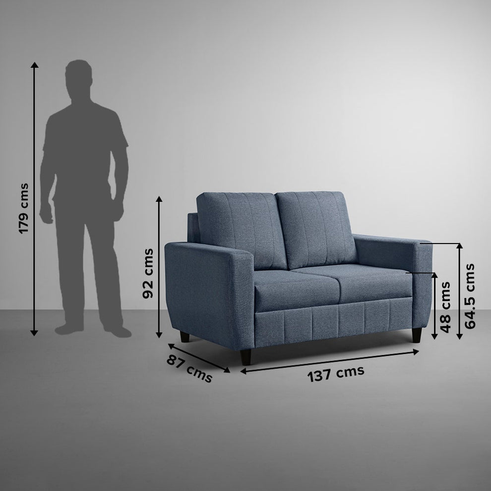 Buy Sleepyhead Bae 2 Seater Ocean Blue Fabric Sofa Online...