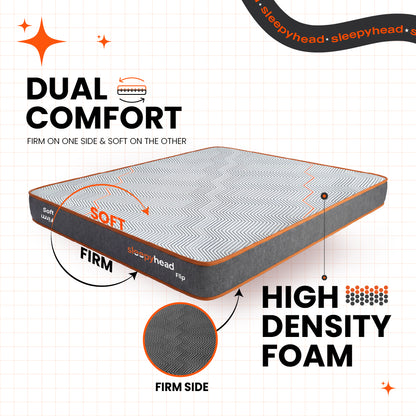 Flip - Dual Sided Foam Mattress with Firm & Soft Sides - Grey