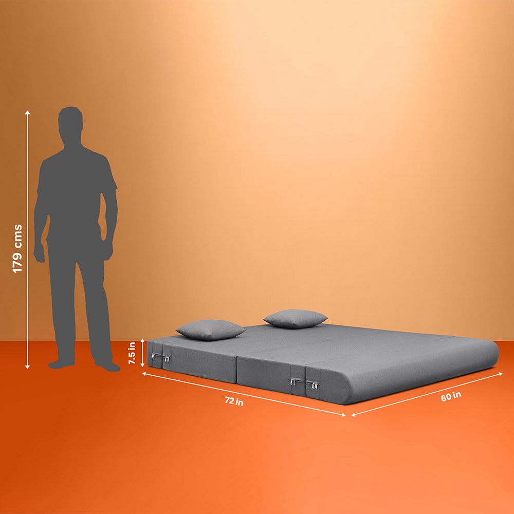 Napster|Sofa|Cum|Bed|3|seater|Fabric|Graphite|Grey