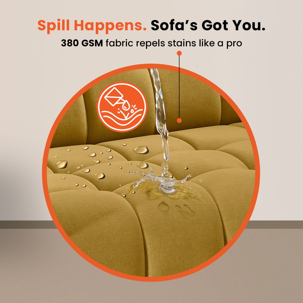 Sofa|BITE|3|Seater|Fabric|Arrowwood|Yellow