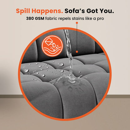 Sofa|BITE|3|Seater|Fabric|Gunmetal|Grey