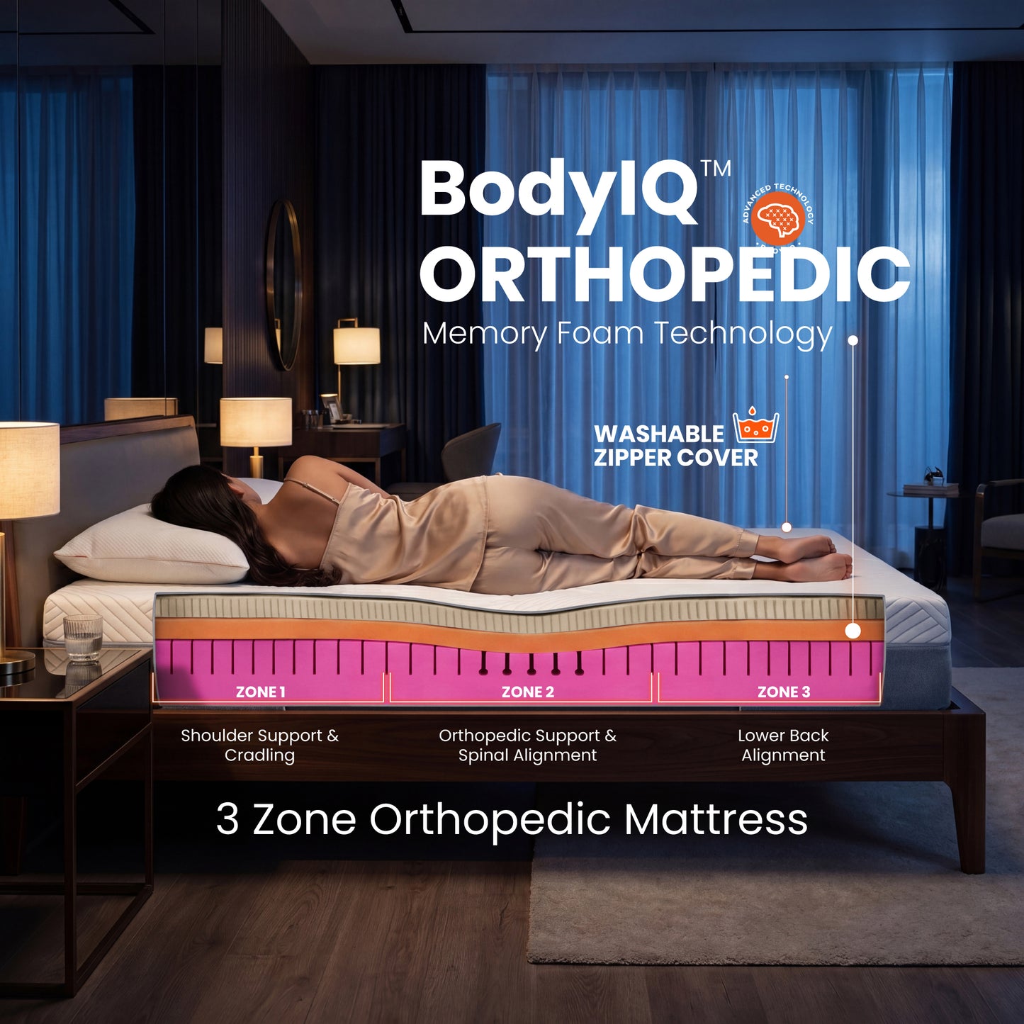 Laxe - Pincore Latex Mattress with BodyIQ Orthopedic Memory Foam - Ivory White