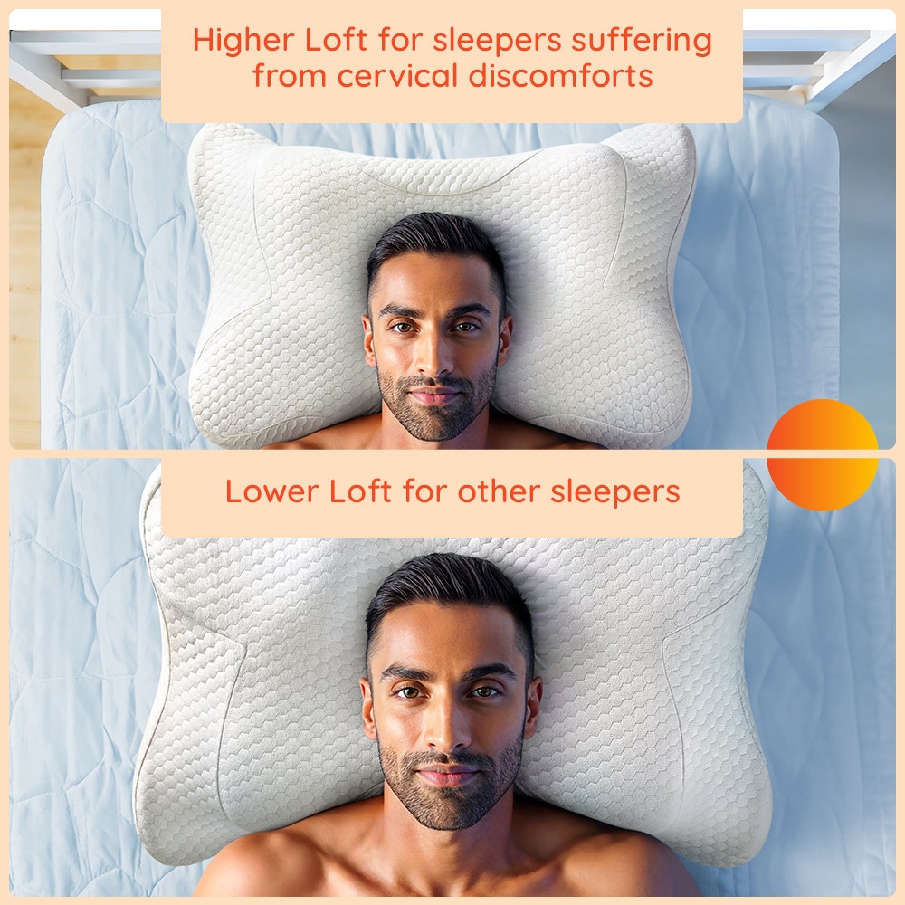 Yawn|Winged|3D|Support|Butterfly|Memory|Foam|Pillow|26|15|Inch|White