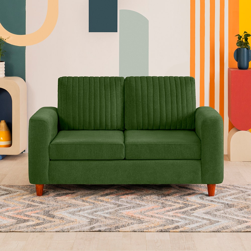 Buy Sleepyhead Tilt 2 Seater Green Fabric Sofa Online at Best Price