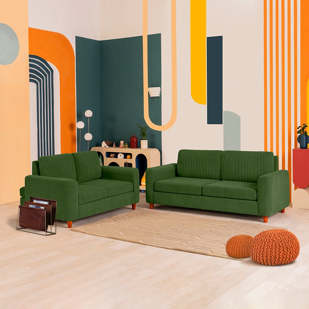 Buy Sleepyhead Tilt 2 Seater Green Fabric Sofa Online at Best Price