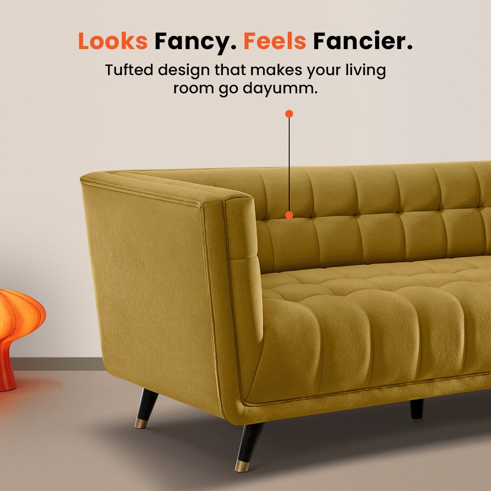 Sofa|BITE|3|Seater|Fabric|Arrowwood|Yellow