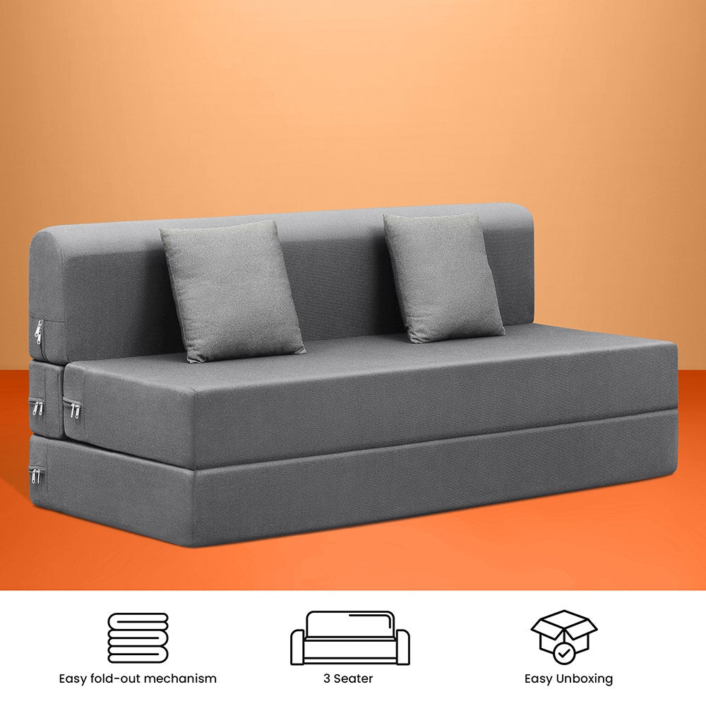 Napster|Sofa|Cum|Bed|3|seater|Fabric|Graphite|Grey