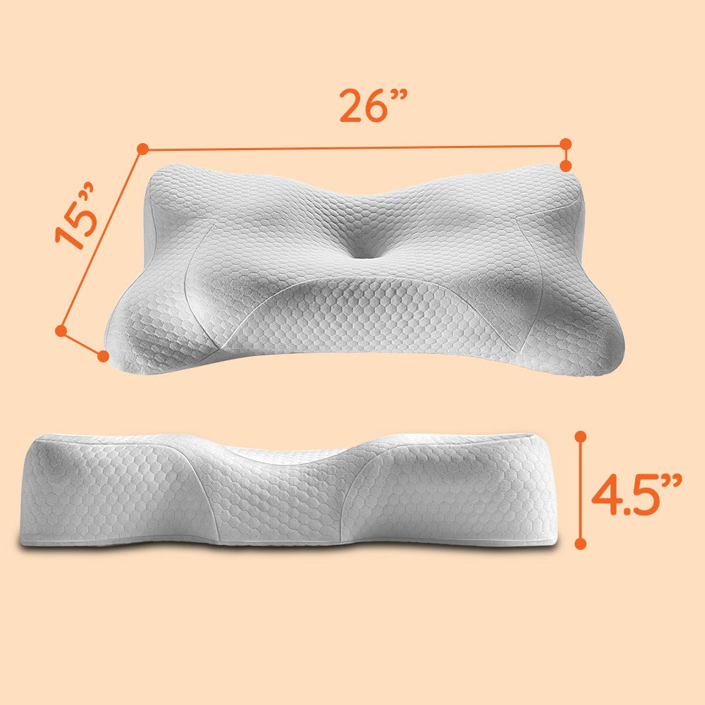 Yawn|Winged|3D|Support|Butterfly|Memory|Foam|Pillow|26|15|Inch|White