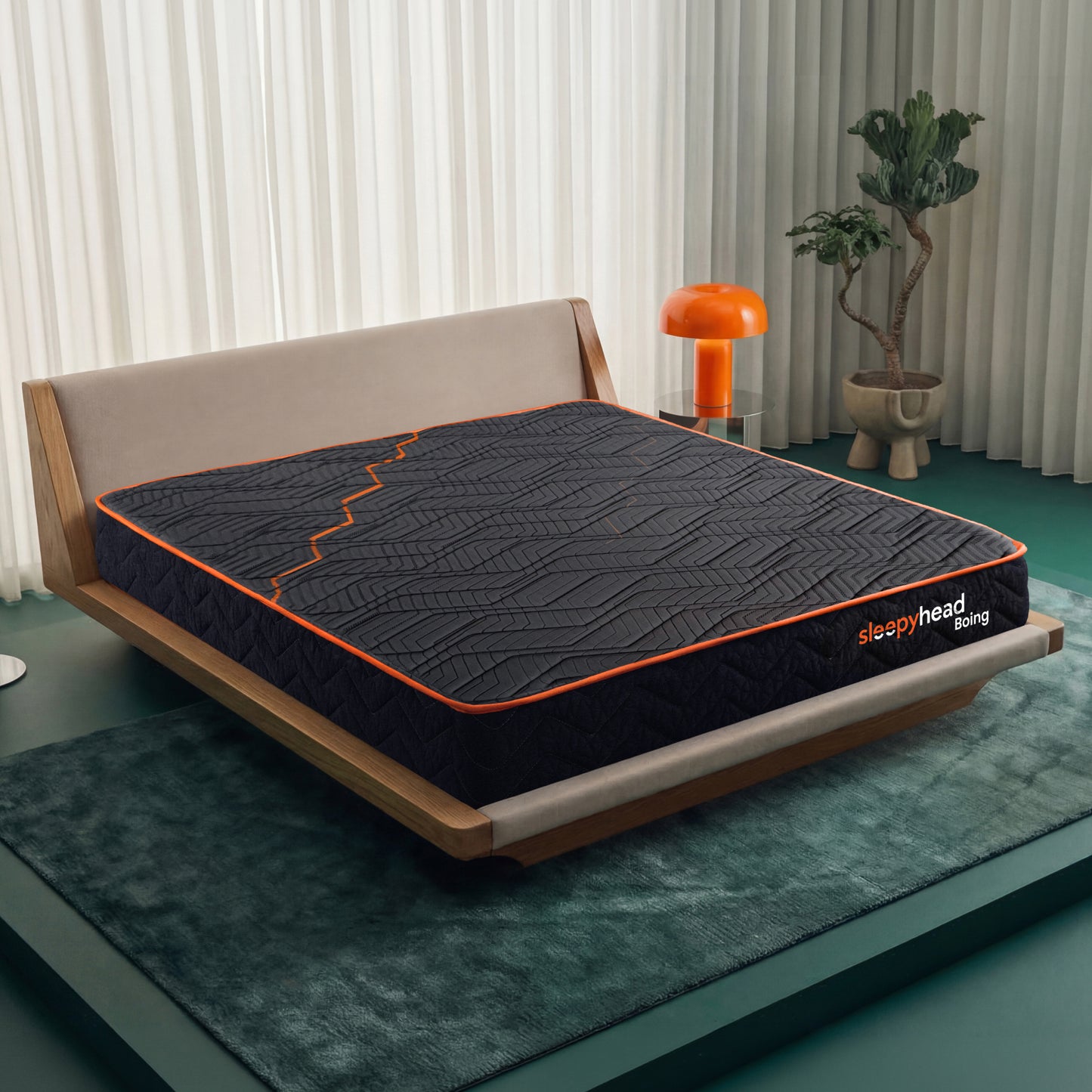 Boing - 3 Zone Pocket Spring Mattress with HR Foam, Zero Partner Disturbance & Spinal Support - Black