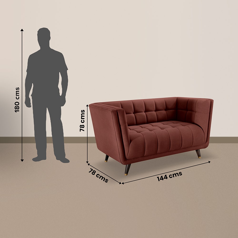 Sofa|BITE|2|Seater|Fabric|Firedbrick|Red