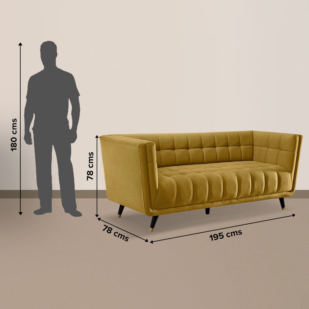 Sofa|BITE|3|Seater|Fabric|Arrowwood|Yellow