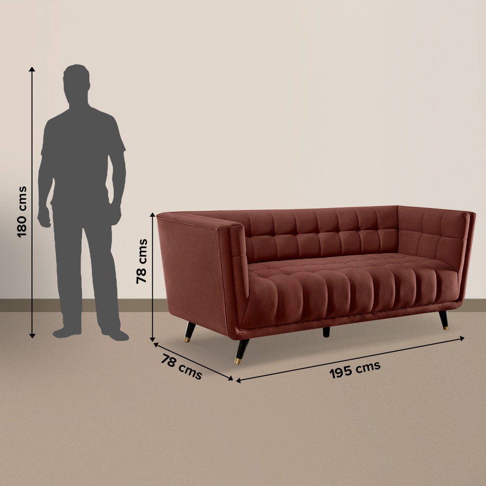 Sofa|BITE|3|Seater|Fabric|Firedbrick|Red