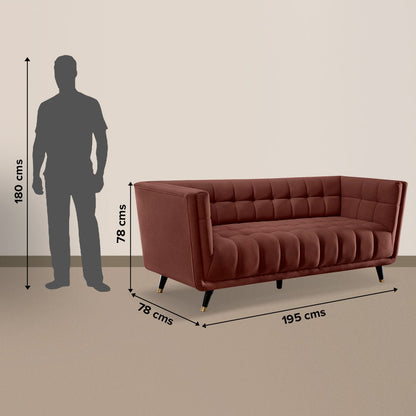 Sofa|BITE|3|Seater|Fabric|Firedbrick|Red