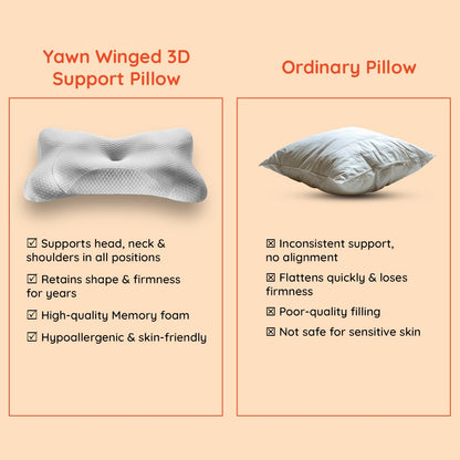 Yawn|Winged|3D|Support|Butterfly|Memory|Foam|Pillow|26|15|Inch|White