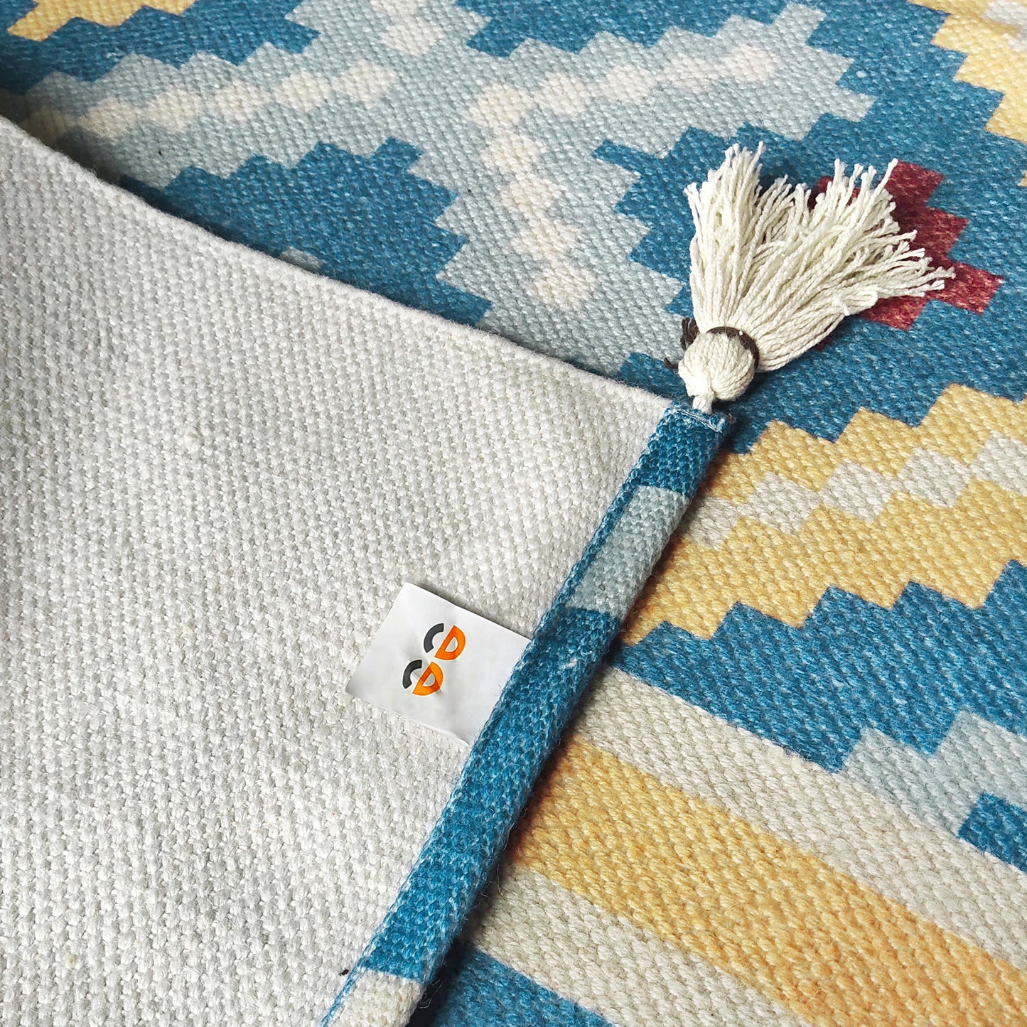 Aztec|Premium|Geometric|Dhurrie|Blue