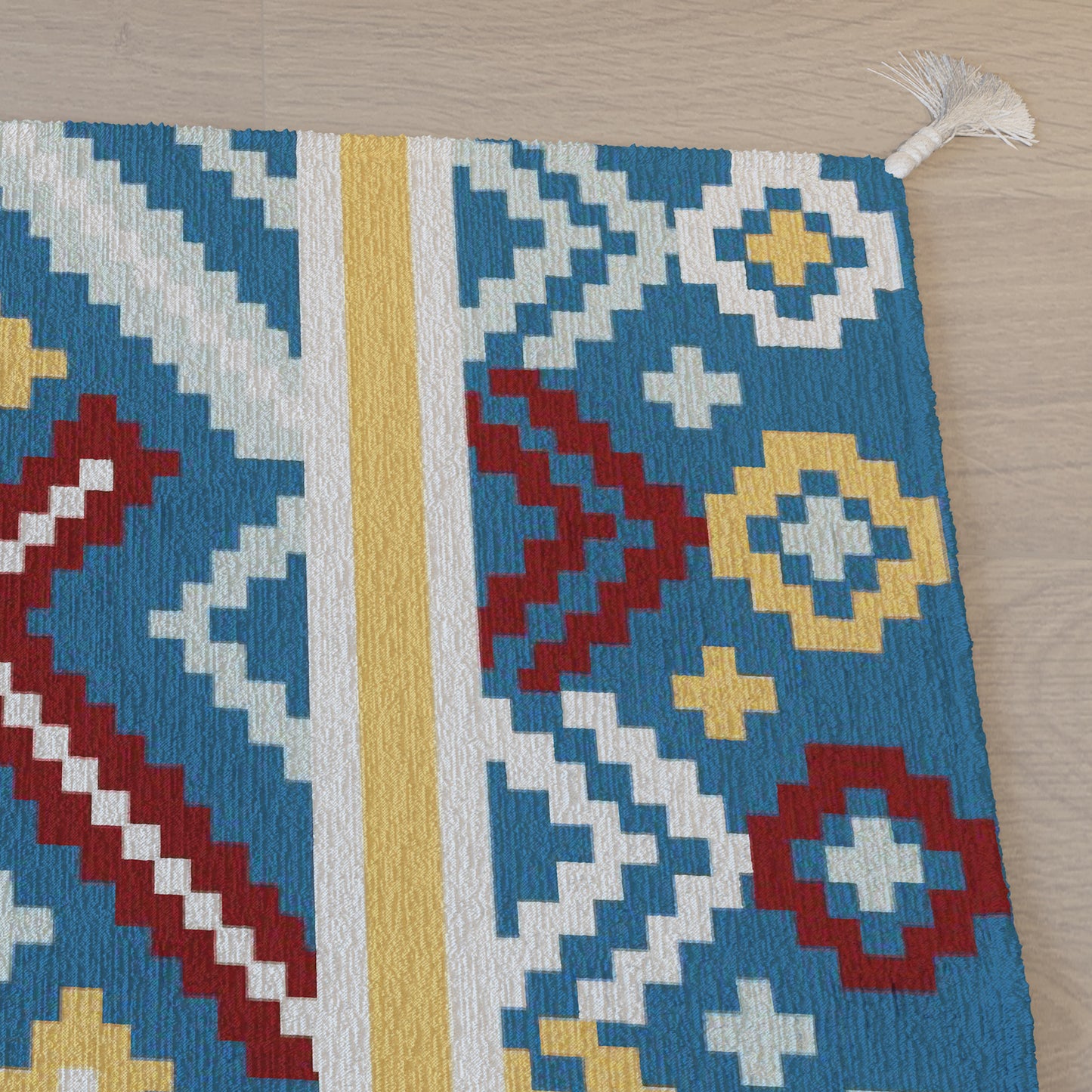 Aztec|Premium|Geometric|Dhurrie|Blue