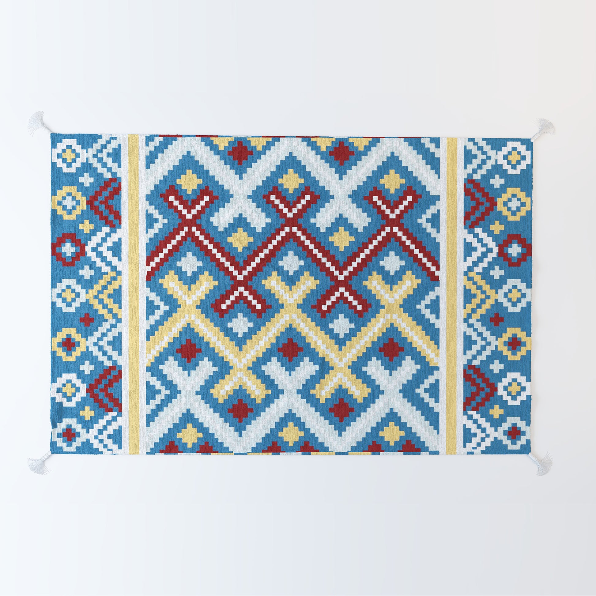 Aztec|Premium|Geometric|Dhurrie|Blue