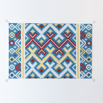 Aztec|Premium|Geometric|Dhurrie|Blue