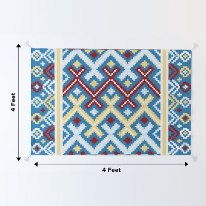 Aztec|Premium|Geometric|Dhurrie|Blue