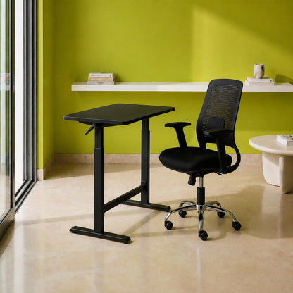 Lyft - Height Adjustable Table (Black Base and Black Top) With Spin - Office Chair (Jet Black)